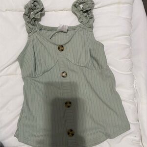 No Boundaries Green Tank Top with Button Detail